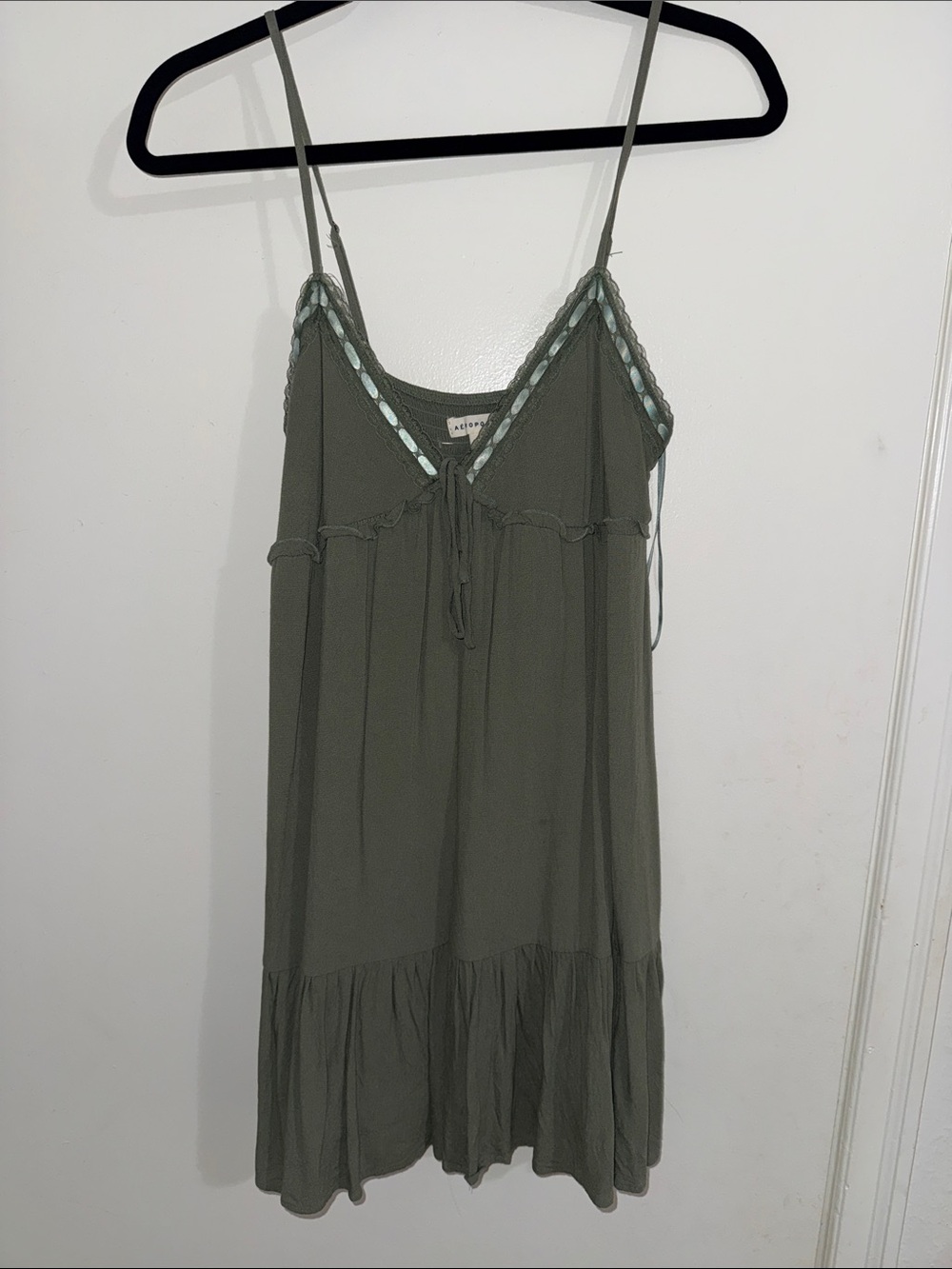Aeropostale Olive Mini Dress with Braided Trim